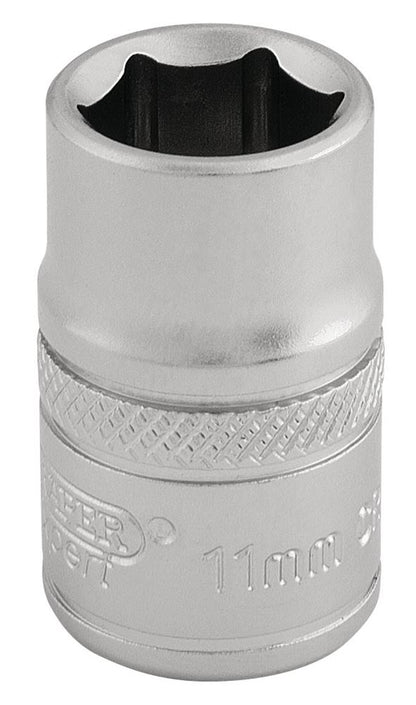 Draper 11MM 6PT SOCKET 3/8 DR-PCKD 16536 3/8" Sq. Dr. Metric Sockets (Micro Satin Chrome)