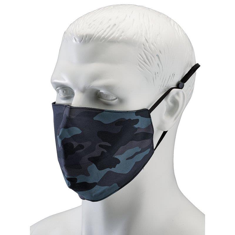 94962 Draper Camo Fabric Resuable Face Masks, Blue (Pack of 2) FCMC Fabric Face Masks W 11.5cm x H 13.5cm Professional Trade DIY Workshop Garage Use