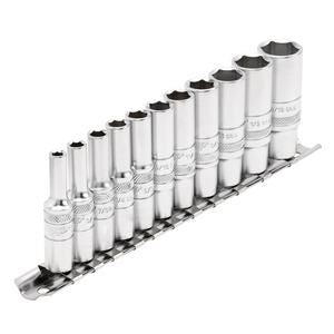 Draper 1/411PC IMP. DEEP SOCKET RAIL 16491 1/4 Sq. Dr. Imperial Deep Sockets on Metal Rail (11 Piece)
