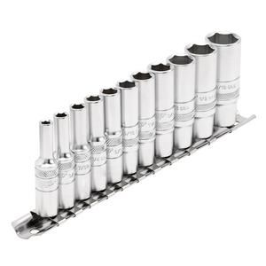 16491 Draper Expert Expert Imperial Deep Socket on Metal Rail, 1/4 Sq. Dr. (11 Piece) Socket Set Micro Satin Chrome Socket Sets Professional Trade D