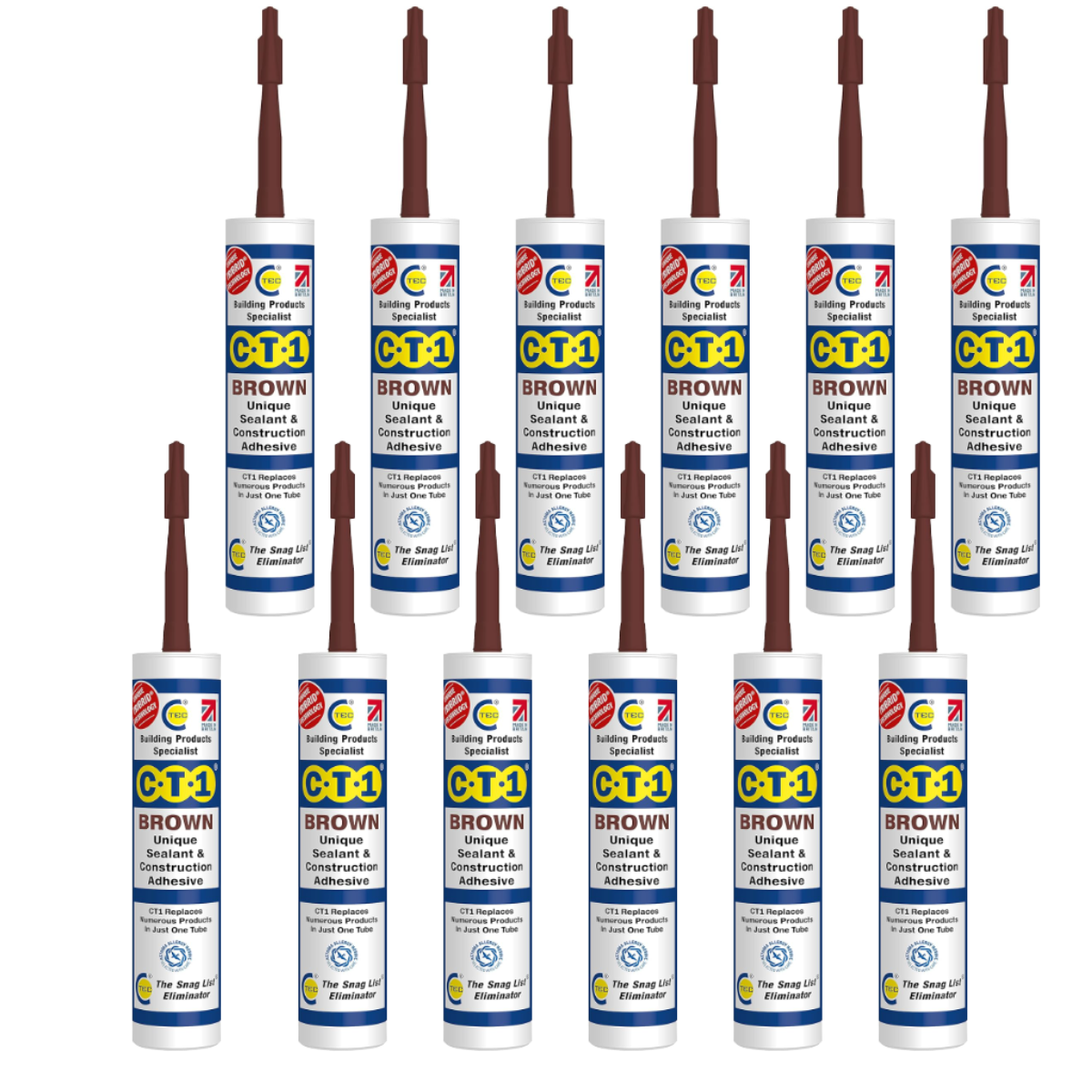 12 x CT1 Brown TRIBRID Multi-Purpose Sealant & Adhesive 290ml Flexible Odourless