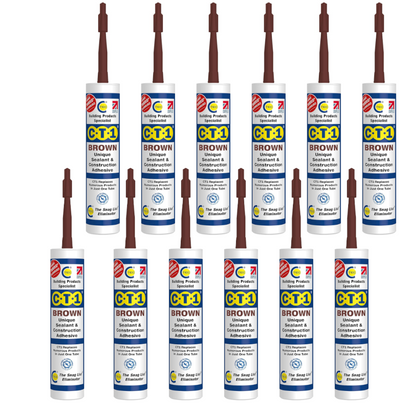 12 x CT1 Brown TRIBRID Multi-Purpose Sealant & Adhesive 290ml Flexible Odourless