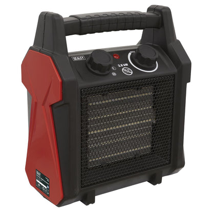 Sealey CH28 Industrial Ceramic Fan Heater 2800W/230V | 0-2800W, 220-240V~ 50Hz, Thermostat, Overheat Protection | Portable industrial heater with two