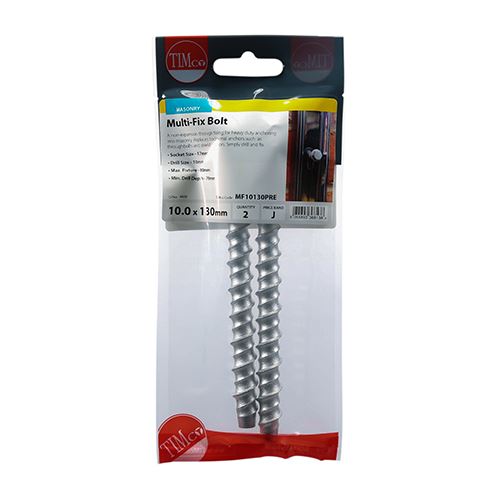 TIMCO Multi-Fix Bolt Hex Head 10.0 x 130 Silver Pack 2