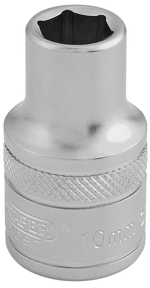 Draper 10MM 6PT SOCKET 1/2 DR-PCKD 16598 1/2" Sq. Dr. Metric Sockets (Micro Satin Chrome)