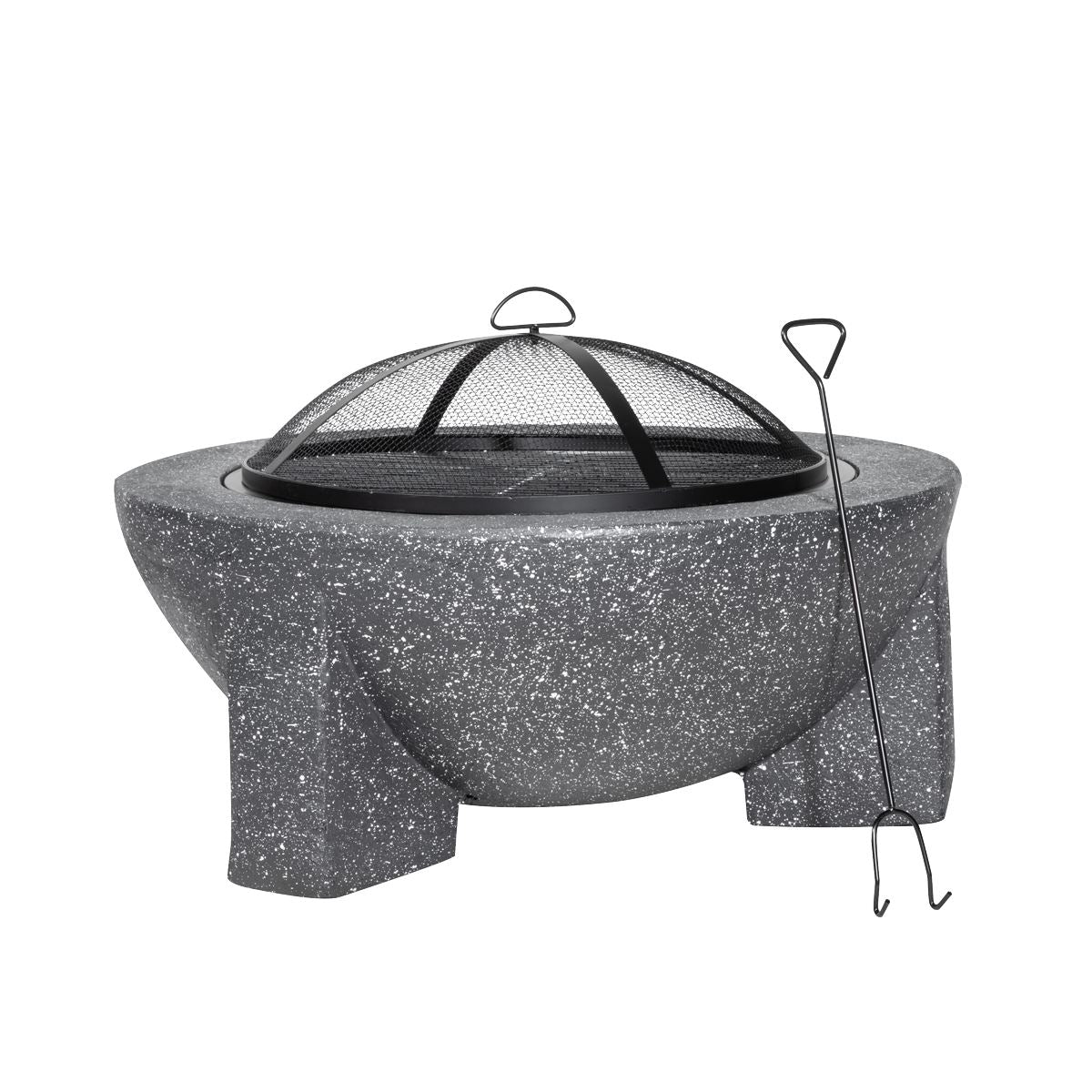 Dellonda DG191 Round MgO Fire Pit with BBQ Grill & Safety Mesh Screen 75cm - Dark Grey | Magnesium Oxide | The fire pit is made from MgO (Magnesium