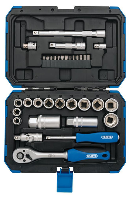 Draper DRAPER 3/8 SOCKET SET 34PC 89558 89558 Metric Socket Set, 3/8" Sq. Dr. (34 Piece)