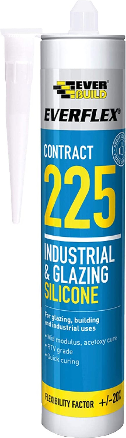 Everbuild EVERFLEX 225 All Colours  Industrial & Glazing Silicone Sealant