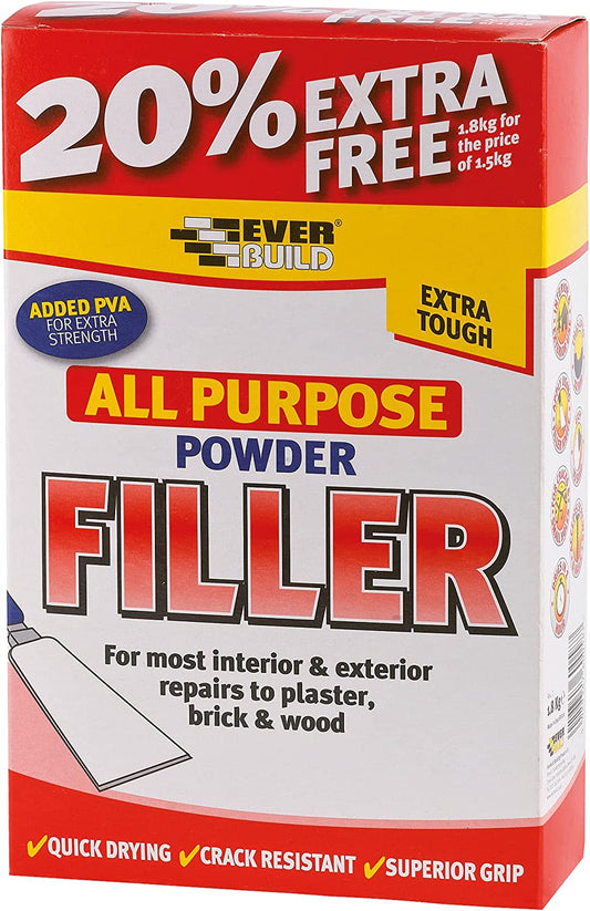 Everbuild FILL15 All Purpose Powder Filler 1.5kg + 20% Free (1.8kg))