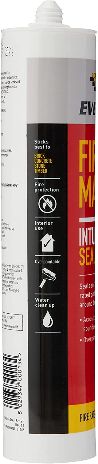 Everbuild Fire Mate Intumescent Acrylic Sealant Seals Fills Fire Rated White