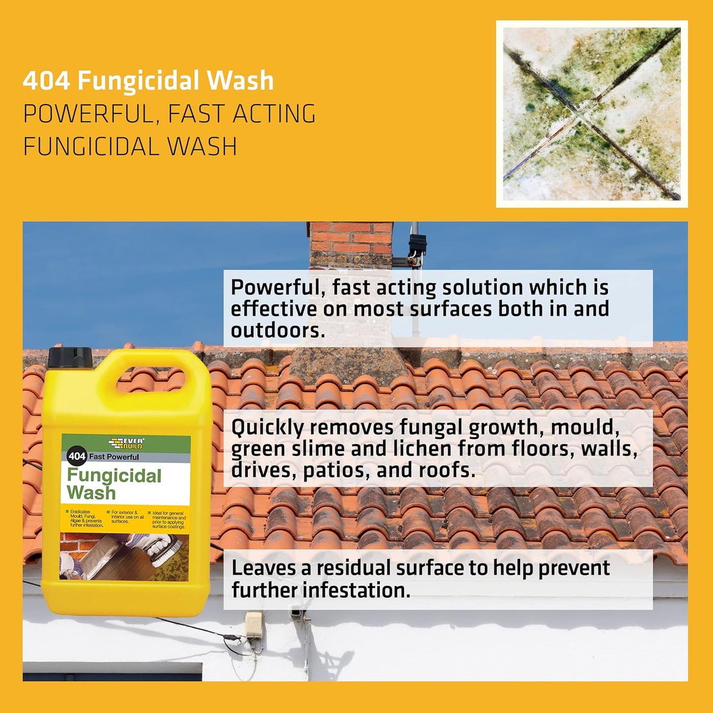 Everbuild 404 Fast Powerful Fungicidal Wash, 5 Litre Ideal for Decking and patio
