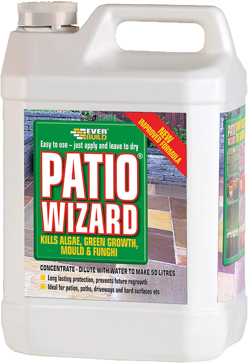 Everbuild Patio Wizard Concentrated Algae, Green Growth and Mould Killer,5 Litre