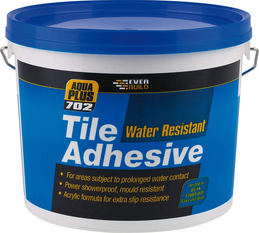 Everbuild 702 Water Resistant Wall Tile Adhesive, Off White, 7.5 kg