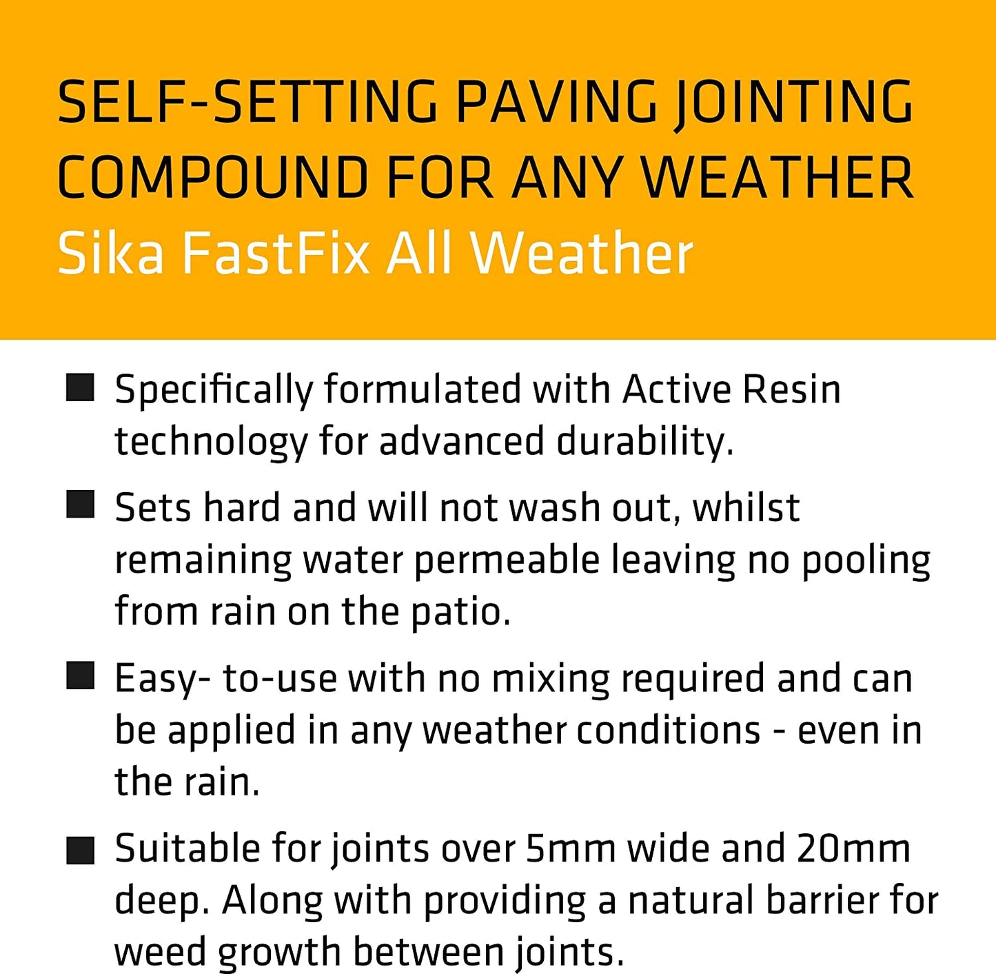 Sika FastFix All Weather Self-Setting Paving Jointing Compound, Charcoal, 15 kg - 17 sq. m