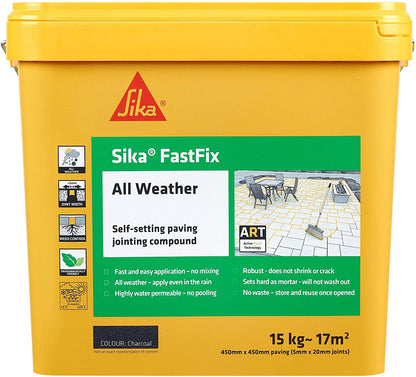 Sika FastFix All Weather Self-Setting Paving Jointing Compound, Charcoal, 15 kg