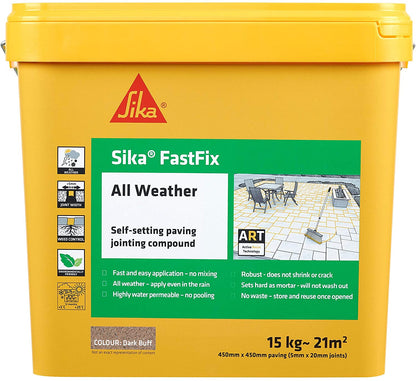 Sika FastFix All Weather Self-Setting Paving Jointing Compound, Dark Buff, 15kg