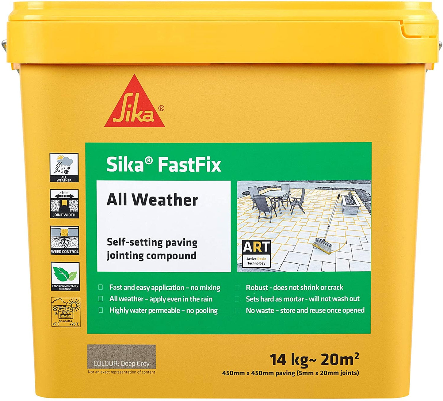 Sika FastFix All Weather Self-Setting Paving Jointing Compound, Deep Grey, 14kg