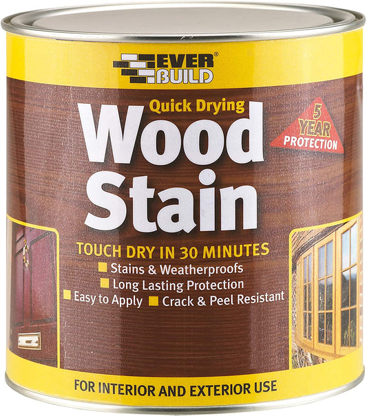 Everbuild Quick Drying Professional Solvent Free Wood Stain, Clear Coat, 750ml