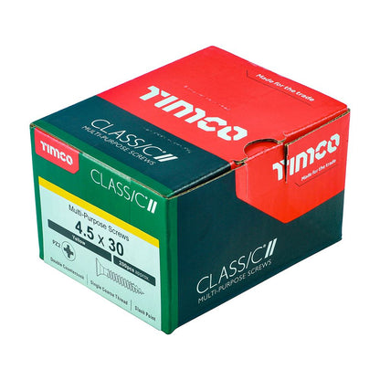 TIMCO Classic Screw PZ2 CSK ZYP 4.5 x 30 Gold Pack 200