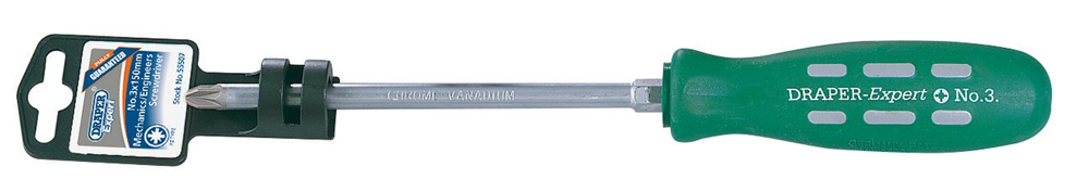 Draper NO3X150MM PZ TYPE S/DRIVER 55507 Mechanic's/Engineer's PZ TYPE Screwdrivers (display packed)