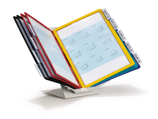 Durable VARIO PRO 10 Display Panel Desk Stand | 10 Panels | A4 Colour Coded