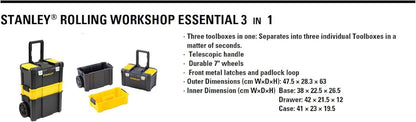 Stanley Essential Rolling Workshop Tool Box Mobile Storage Organiser STST1-80151