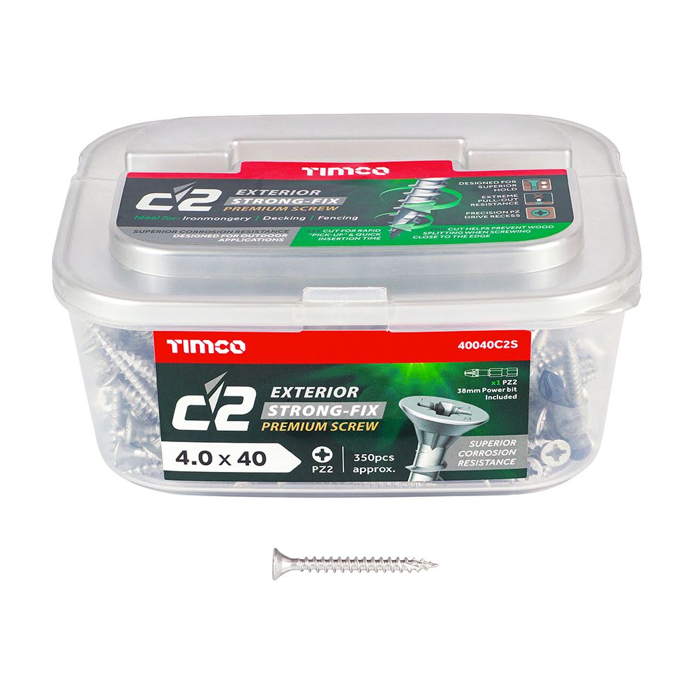 TIMCO C2 Strong-Fix Exterior PZ2 CSK 4.0 x 40 Silver Pack 350