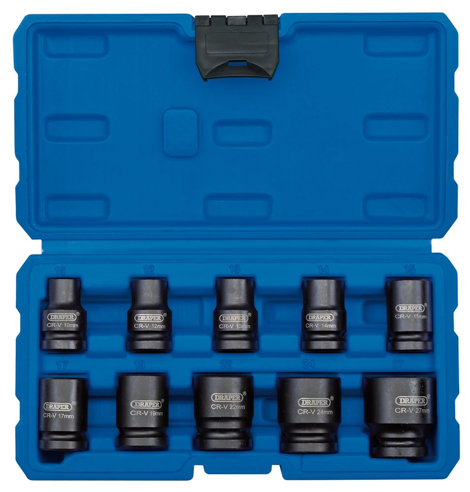 Draper 10PC 1/2SQ.DR IMPACT SOCK.SET 83092 1/2" Sq. Dr. Metric Impact Socket Set (10 Piece)