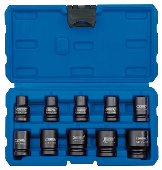 Draper 10PC 1/2SQ.DR IMPACT SOCK.SET 83092 1/2" Sq. Dr. Metric Impact Socket Set (10 Piece)