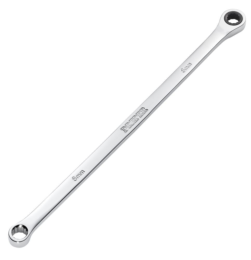 Draper 8MM LONG RATCHET RING SPANNER 27765 27765 HI-TORQÂ® Metric Extra-Long Double Ring Ratchet Spanner