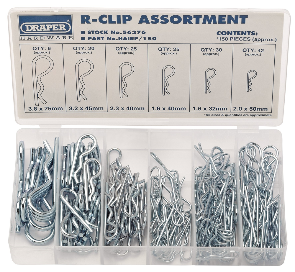 Draper R CLIP ASSTMNT 150 PCS 56376 56376 R-Clip Assortment (150 Piece)