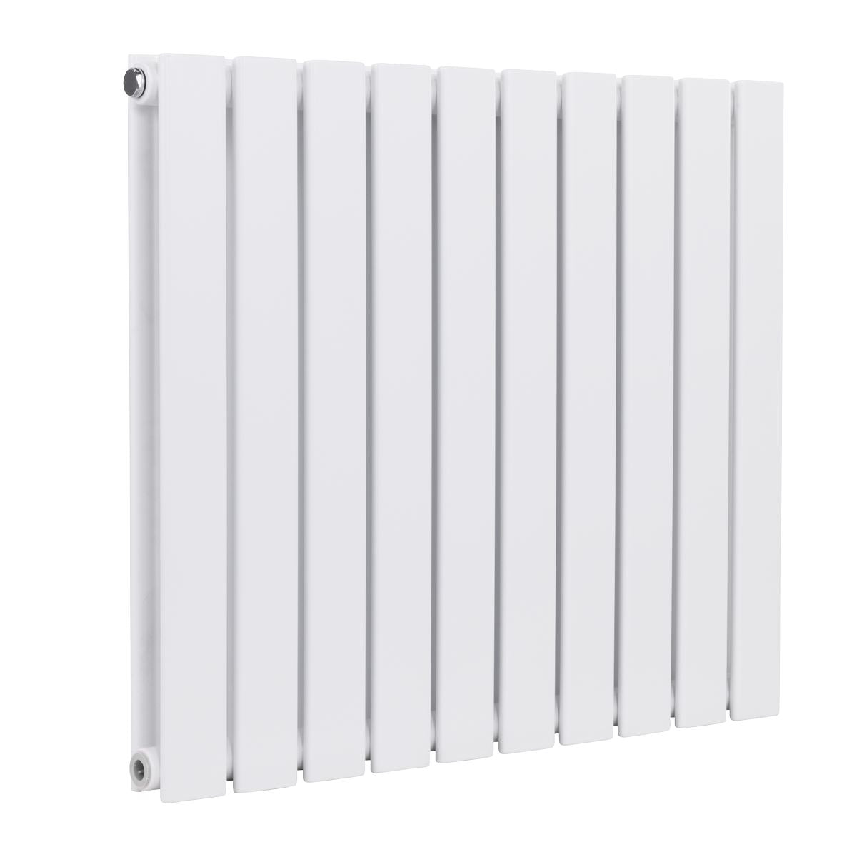 Baridi DH350 Horizontal Radiator Contemporary Double Flat Panel Design 600 x 700mm - White | Steel | Horizontal flat panel design delivers a BTU