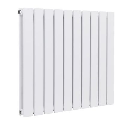Baridi DH350 Horizontal Radiator Contemporary Double Flat Panel Design 600 x 700mm - White | Steel | Horizontal flat panel design delivers a BTU