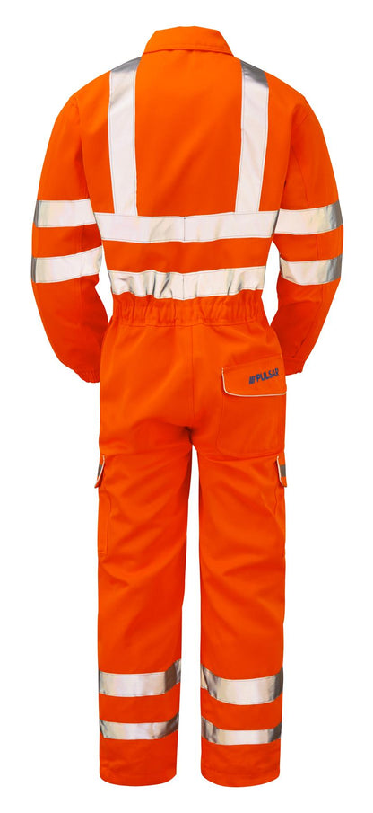 Pulsar PR339 Hi Vis Orange Combat Coverall Boiler Suit RIS-3279-TOM Rail Workwear