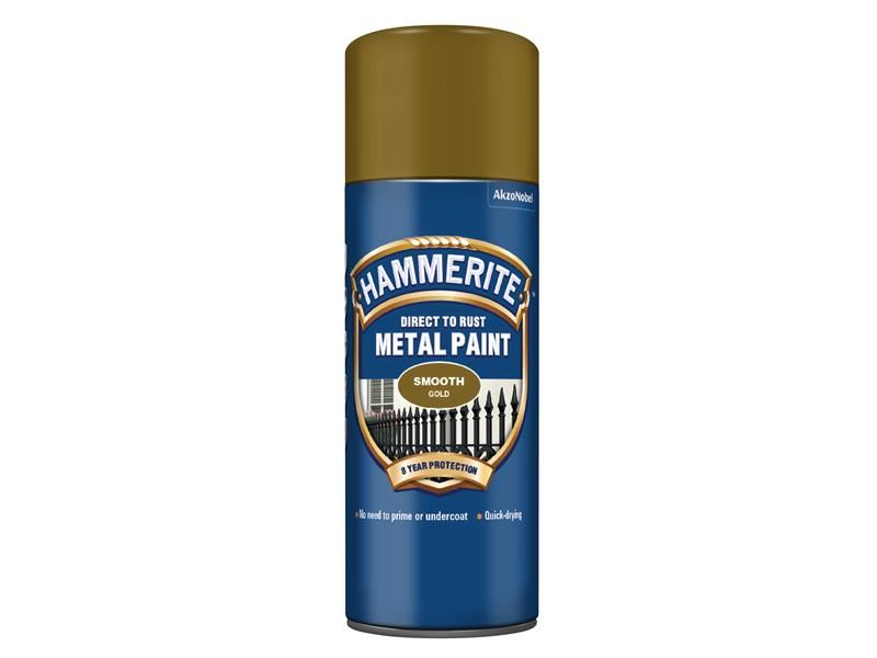 Hammerite 5092831 Direct to Rust Smooth Finish Aerosol Gold 400ml