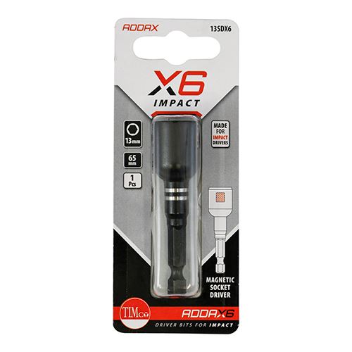 TIMCO X6 Impact Magnetic Skt Driver 13mm x 65 Pack 1