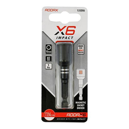 TIMCO X6 Impact Magnetic Skt Driver 13mm x 65 Pack 1