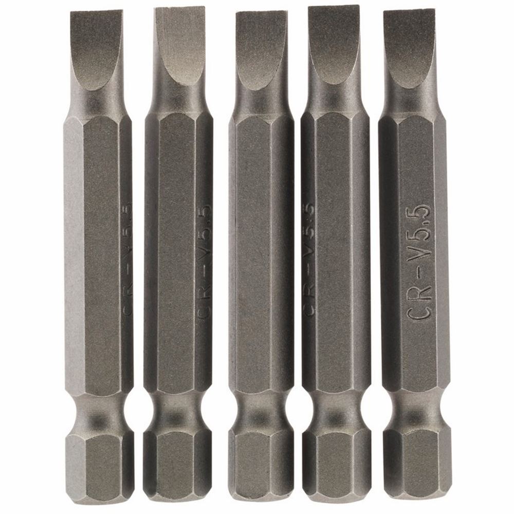 Draper 5PC 50MM 5.5MM P.SLOT.S/D BIT 64272 1/4" Hex. Plain Slot E Shank Insert Bits