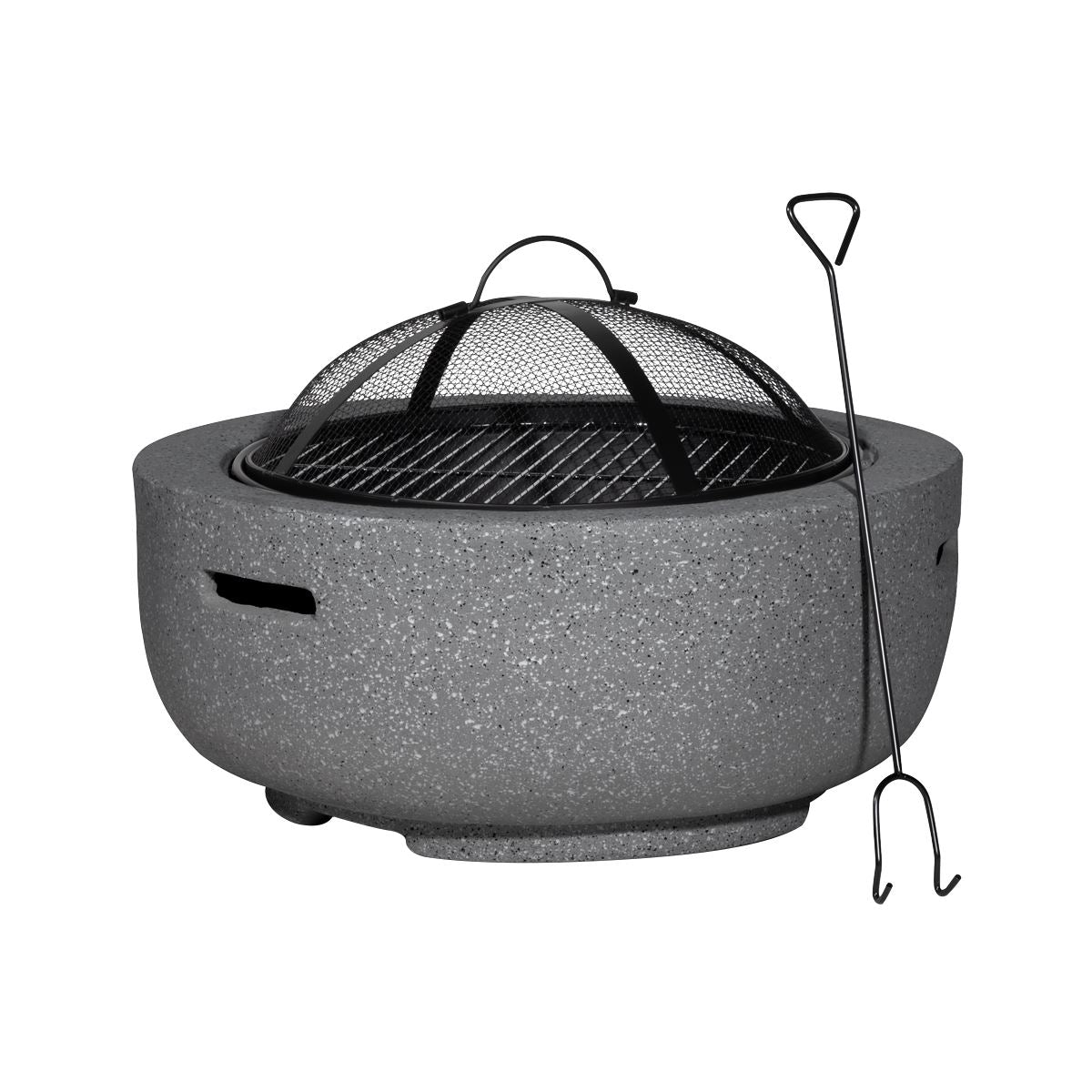 Dellonda DG189 Round MgO Fire Pit with BBQ Grill & Safety Mesh Screen 60cm - Dark Grey | Magnesium Oxide | The fire pit is made from MgO (Magnesium