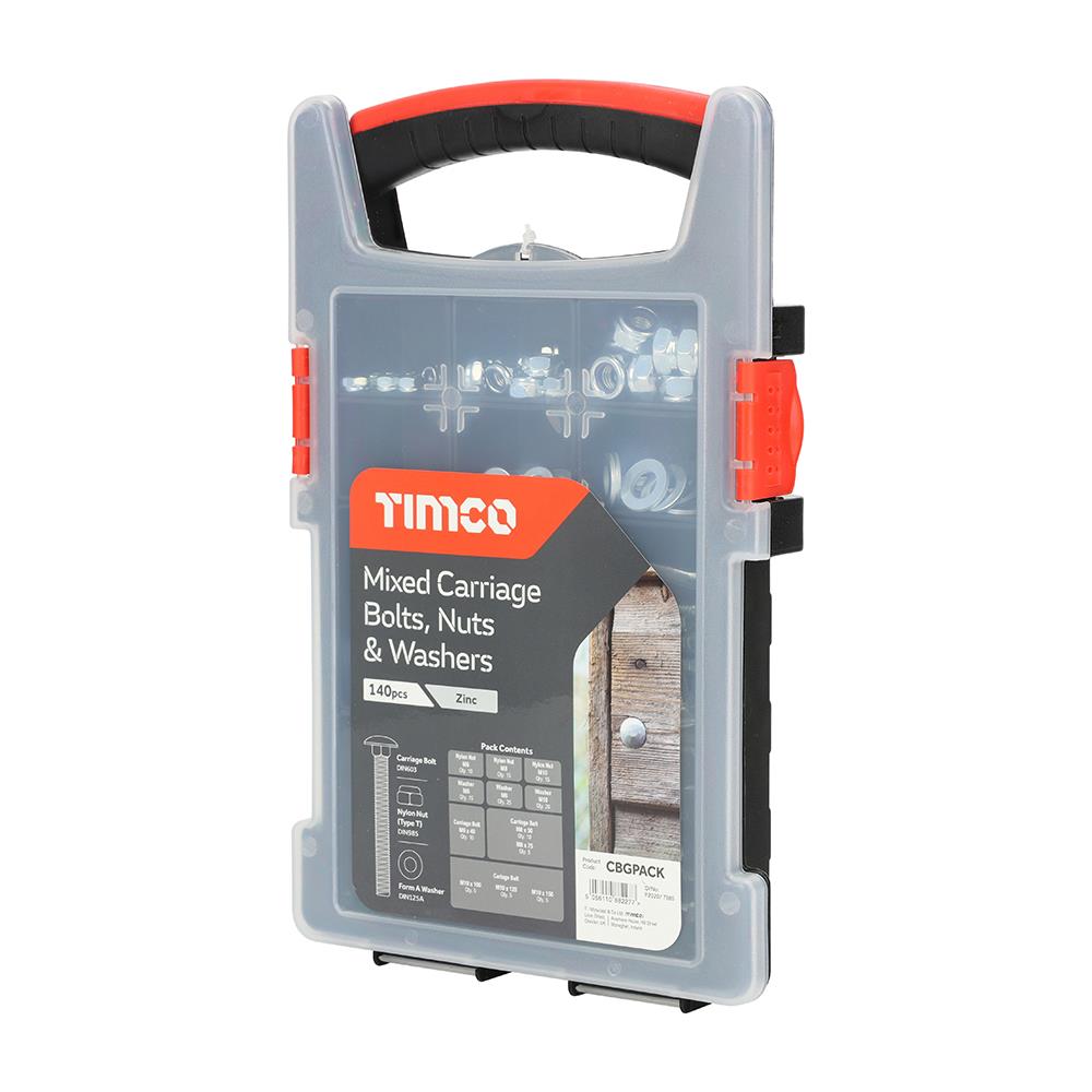 TIMCO Carriage Bolt Mix Grab Pack 140pcs Pack 1