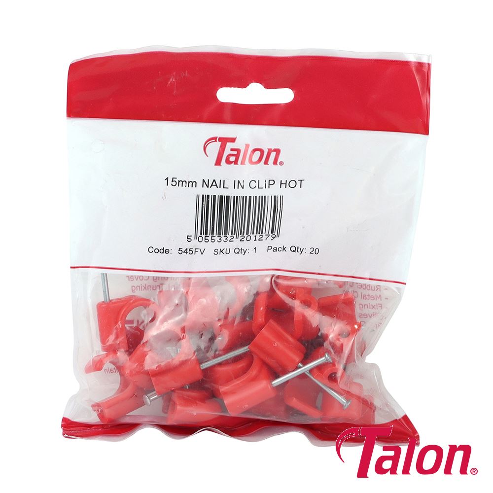 TIMCO Nail In Pipe Clip - Red 15mm Red Pack 20