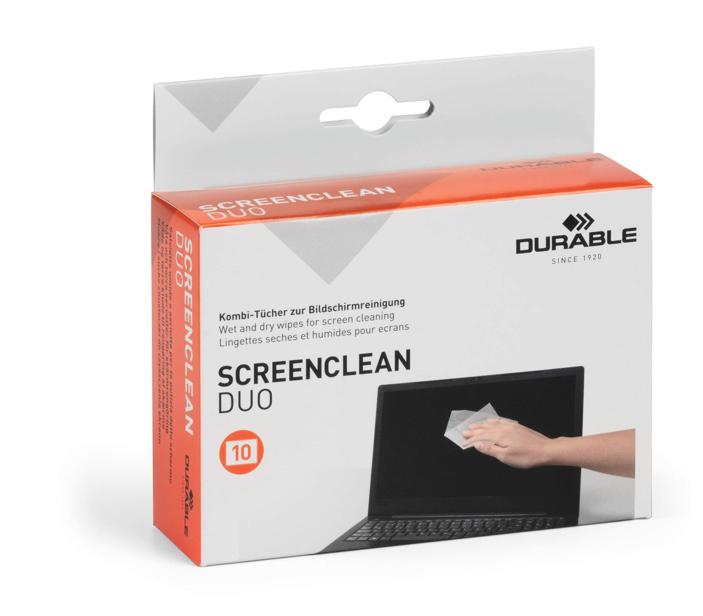 Durable SCREENCLEAN DUO Biodegradable Wet & Dry Screen Cleaning Wipes | 10 Pairs