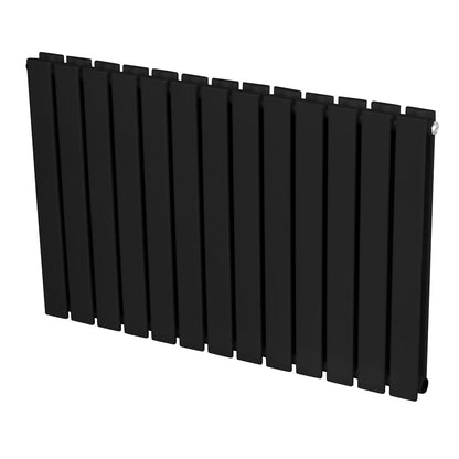 Baridi DH346 Horizontal Radiator Contemporary Double Flat Panel Design 600 x 910mm - Black | Steel | Horizontal flat panel design delivers a BTU