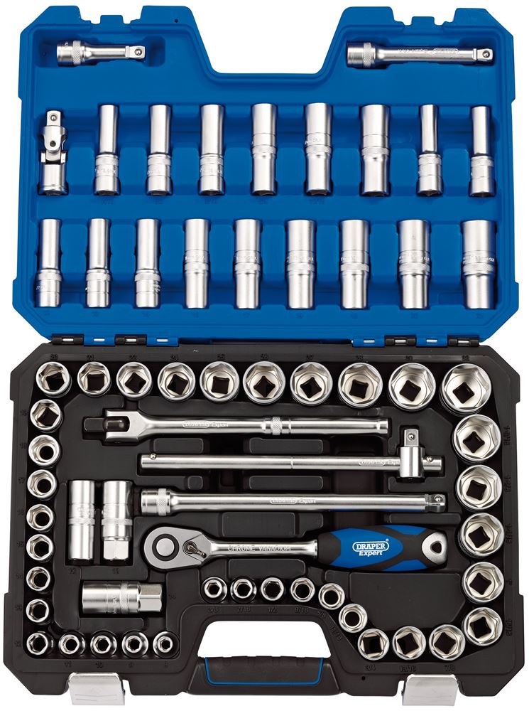Draper 1/2 SQ.DR 63PC SOCKET SET 16456 1/2" Sq. Dr. MM/AF Combined Socket Set (63 Piece)