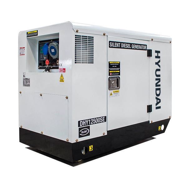 Hyundai DHY12500SE Diesel Generator 10kW 12.5kVA 230V Silenced Standby Mains Standby Portable Site Power Backup Power Portable Backup Site Power