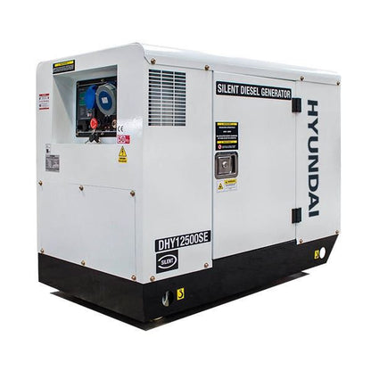 Hyundai DHY12500SE Diesel Generator 10kW 12.5kVA 230V Silenced Standby Mains Standby Portable Site Power Backup Power Portable Backup Site Power