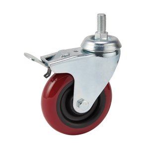 Draper PU CASTOR BOLT/BK.-100MM DIA 65521 Polyurethane Wheeled Swivel Bolt Castors with Brake