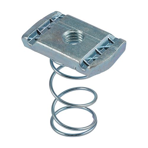 TIMCO Channel Nut Long Spring BZP M8 Silver Pack 100
