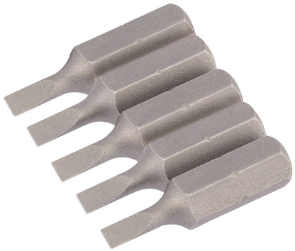 Draper 5PC 25MM 3.0MM P.SLOT.S/D BIT 63999 1/4" Hex. Plain Slot E Shank Insert Bits