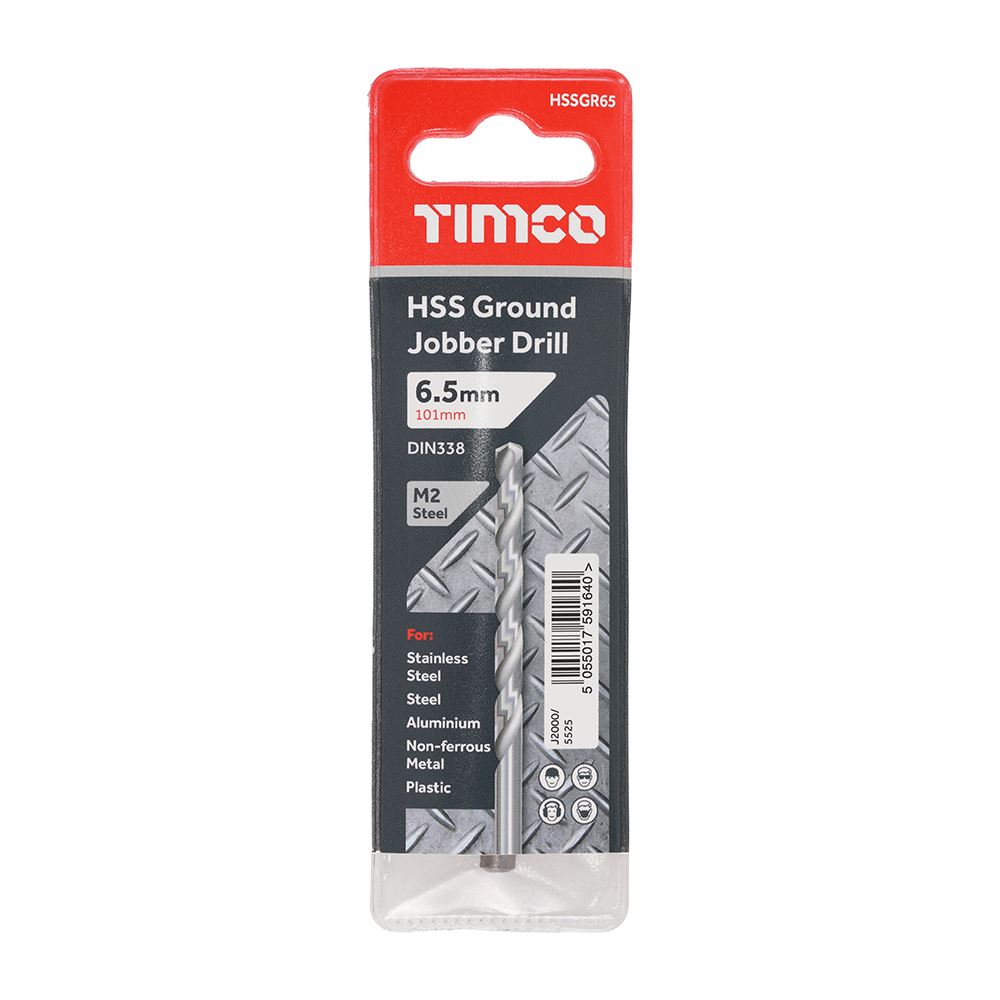 TIMCO HSS-G Jobber Drill Bit M2 6.5mm Pack 1